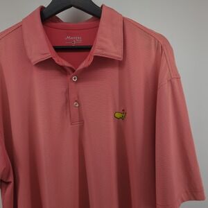 Masters Tech Augusta National Salmon Striped Performance Golf Polo Shirt Size XL